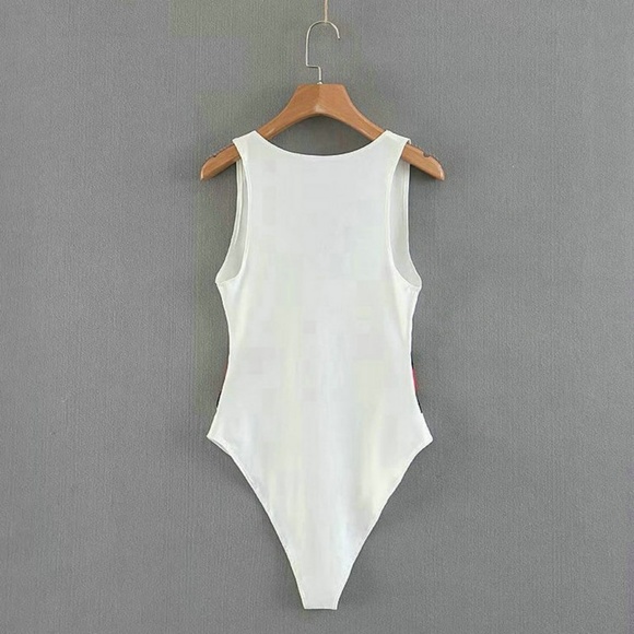 1S left: white stretch stripe bodysuit - Picture 5 of 5